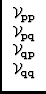 $\displaystyle \begin{array}{c}
{\cal V}_{\rm pp}\\
{\cal V}_{\rm pq}\\
{\cal V}_{\rm qp}\\
{\cal V}_{\rm qq}
\end{array}$